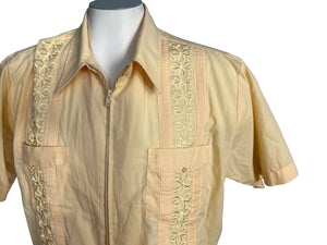 Vintage yellow Guayaberra zip shirt L
