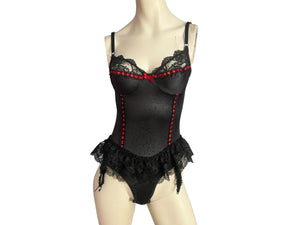 Vintage black & red 80's Petra teddy lingerie M
