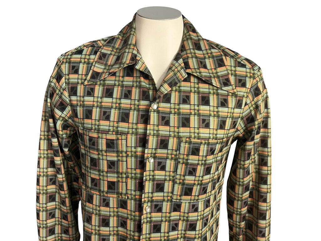 Vintage 70's plaid western shirt S M