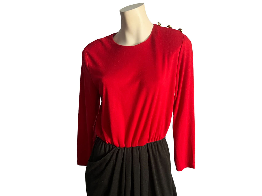 Vintage red & black 80's dress L