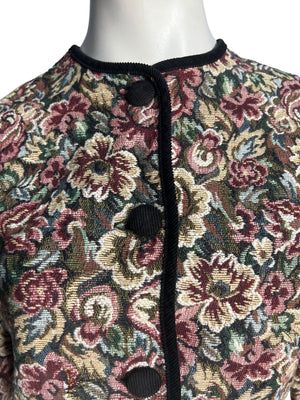 Vintage needlepoint floral jacket S
