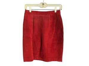 Vintage 80's red leather skirt 8 G-III