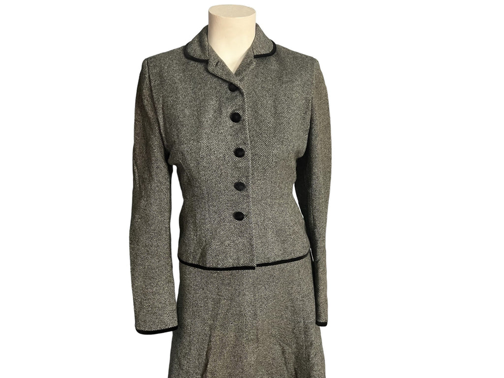 Vintage 50's gray & black suit skirt set XS S