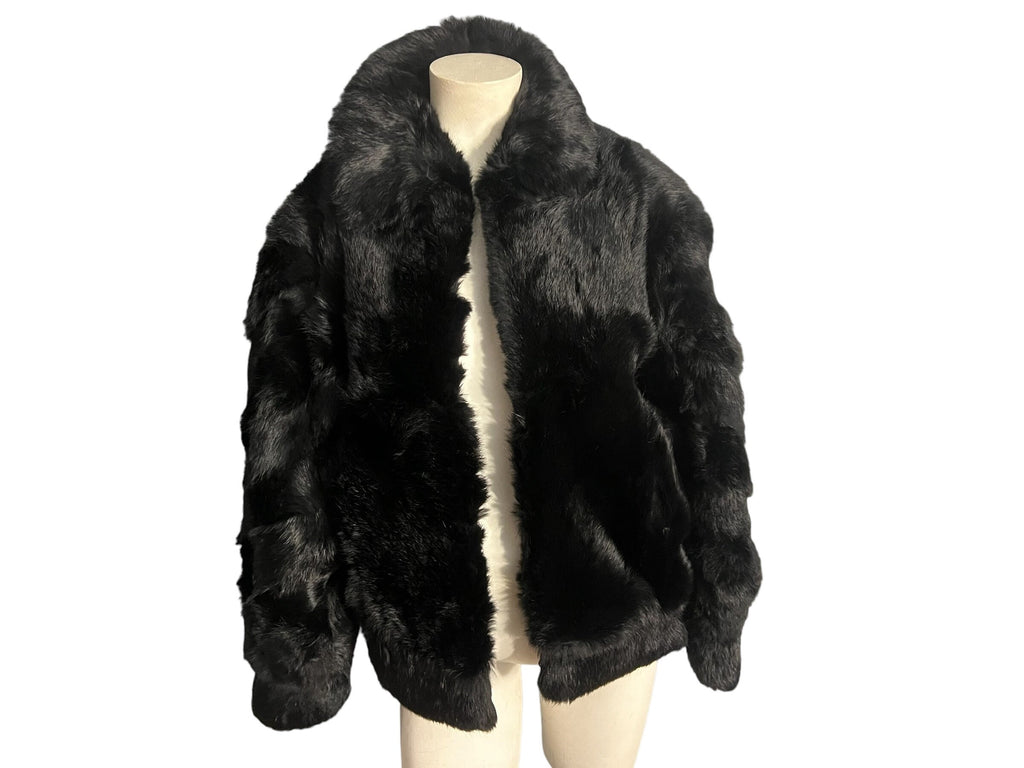 Vintage black rabbit fur jacket M
