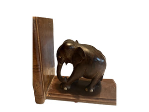 Vintage wood elephant bookends