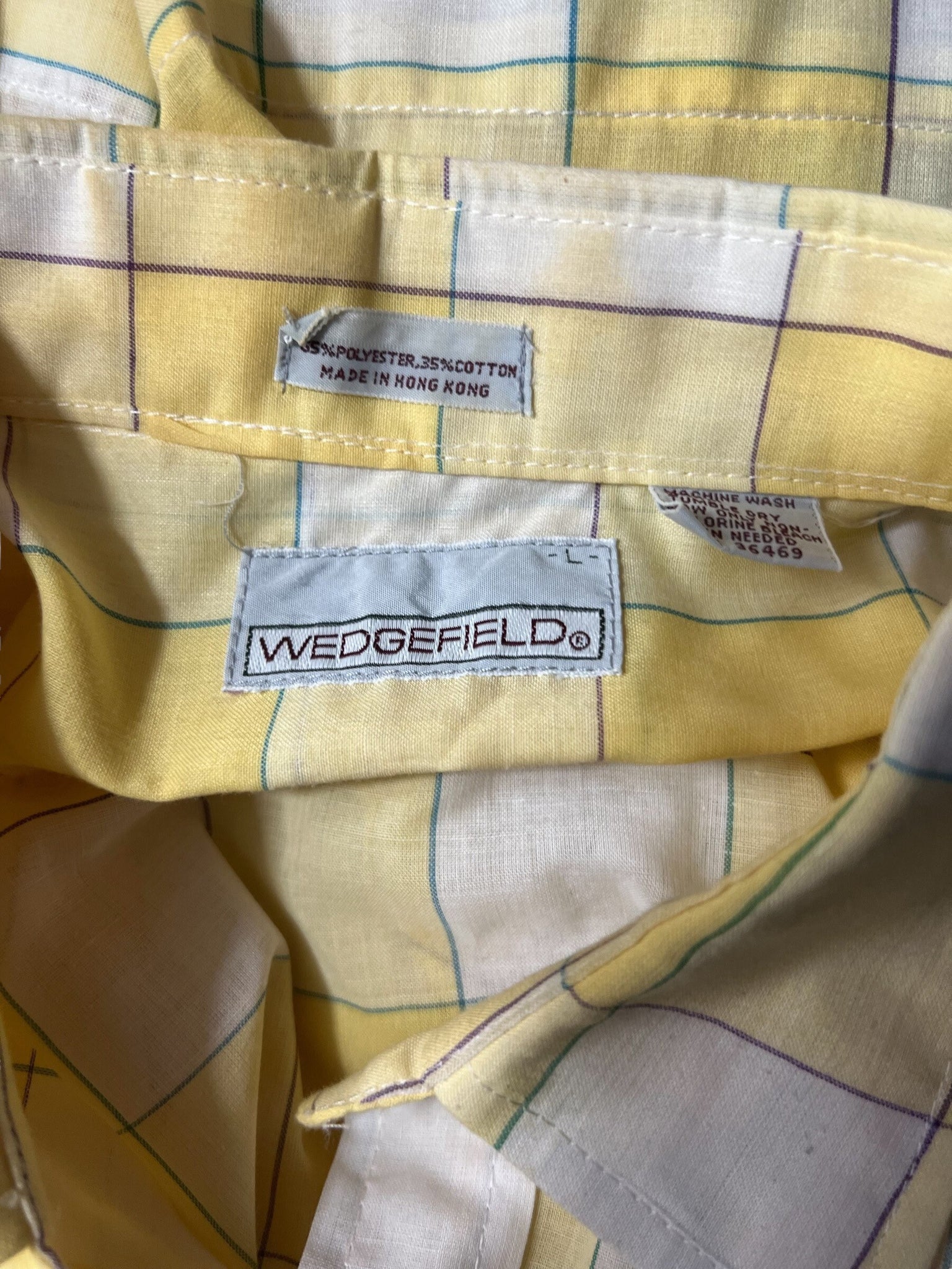 Vintage 80's yellow check shirt L Wedgefield