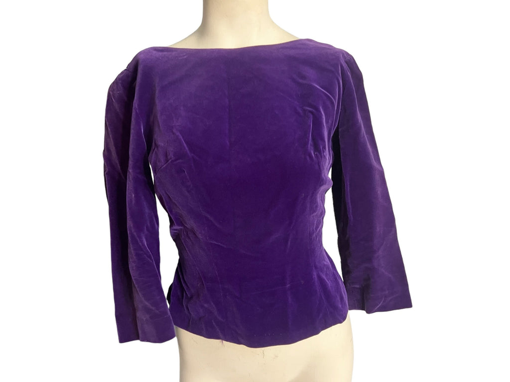 Vintage 50's purple velvet top shirt 8 M