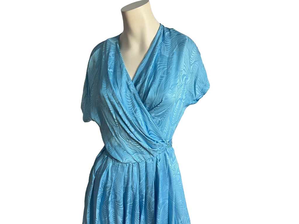 Vintage 80's blue Argenti silk wrap dress 6