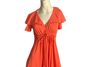Vintage 70's orange maxi dress M L
