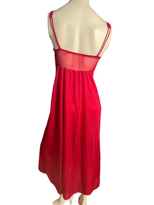 Vintage red Olga long nightgown 36 M