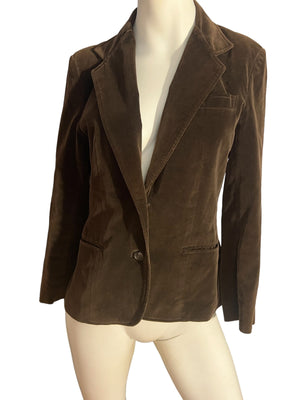 Vintage brown 70's velvet blazer jacket 12 Stockton