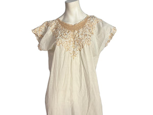 Vintage beige embroidered tunic dress L XL