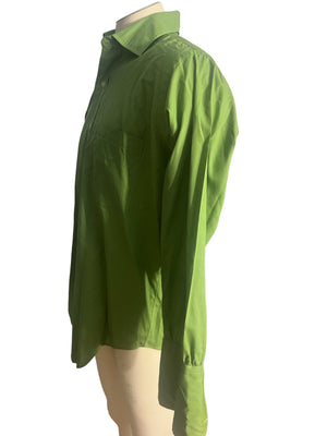 Vintage 70's green dress shirt Don Quixote L