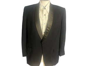 Vintage black tuxedo jacket brown lapel 46