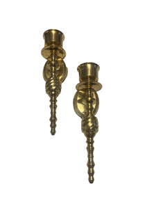 Vintage solid brass candlestick wall scones