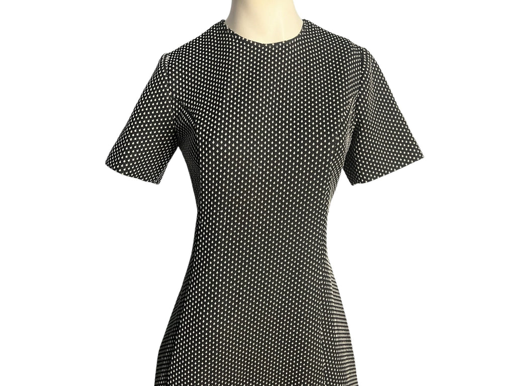 Vintage black 70's polka dot dress M