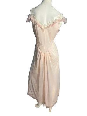 Vintage 50's Vanity Fair long pink nightgown 36 M
