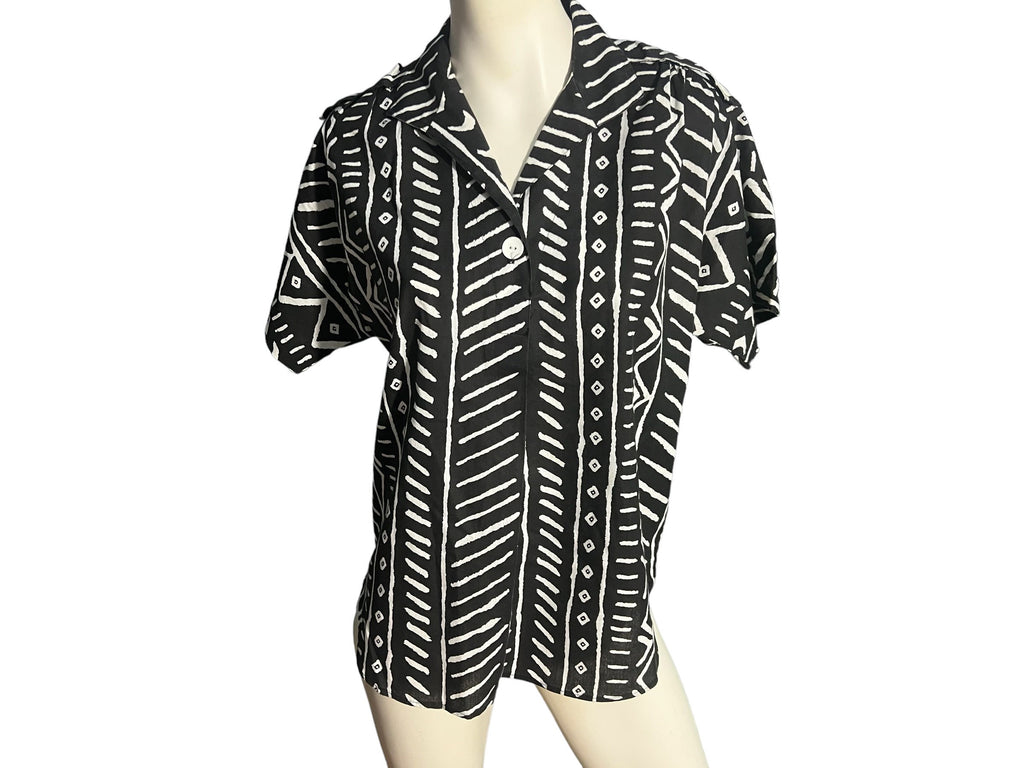 Vintage 80's black & white shirt M Judy Bond