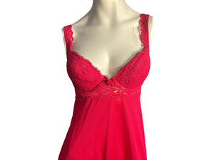 Vintage red Olga long nightgown 36 M
