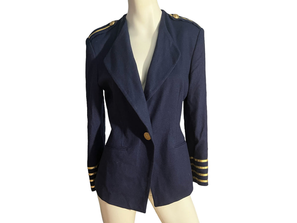 Vintage 80's Navy military officer blazer S The Limited