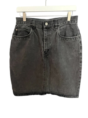 Vintage 80's Gitano black jean skirt L