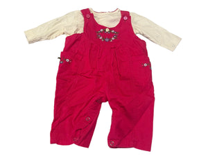 Vintage 80's corduroy pink overall set 6-9 Month