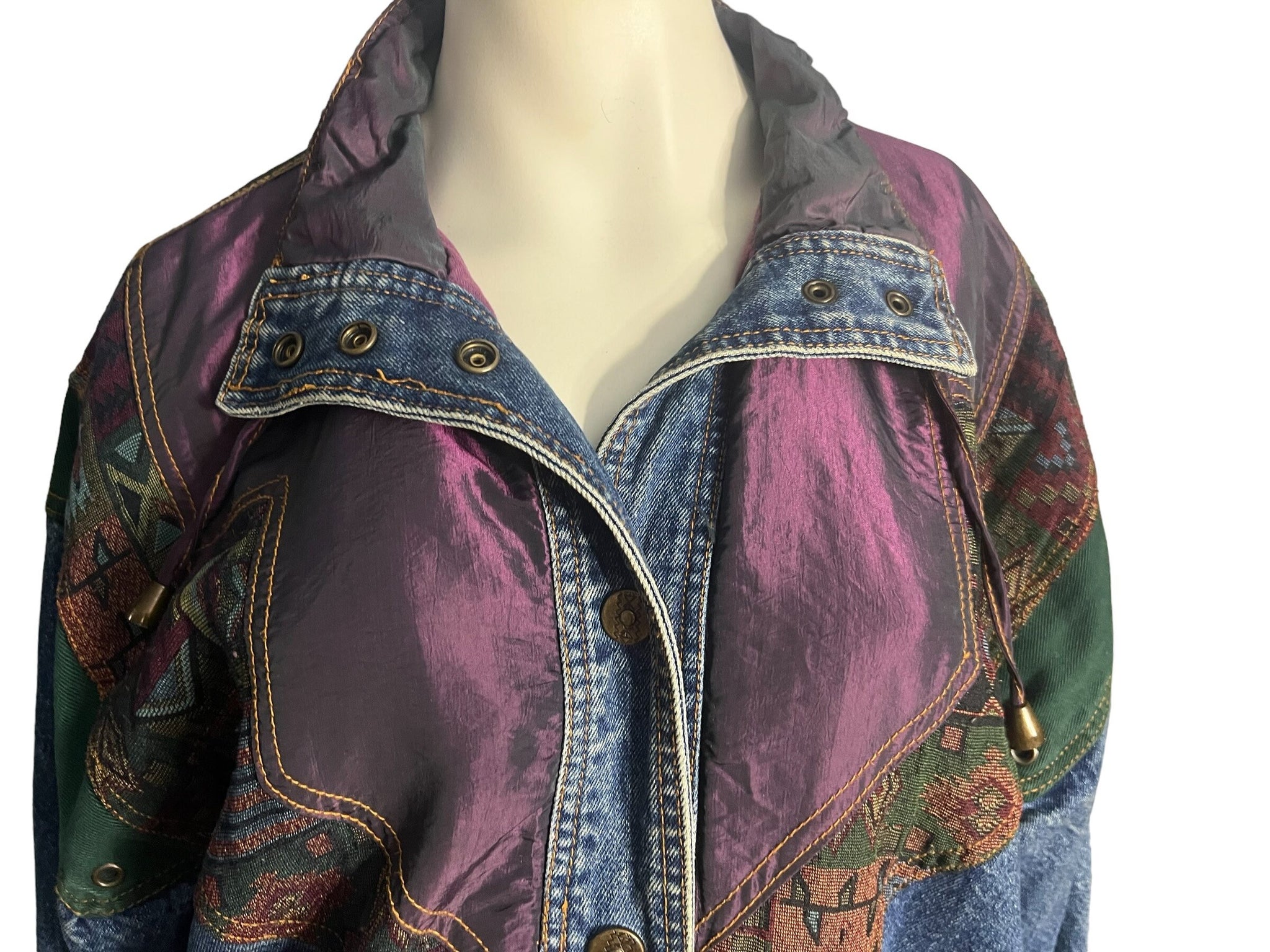 Vintage 80's jean patchwork jacket S currentseen