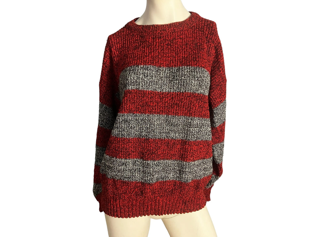 Vintage 80's red striped sweater L