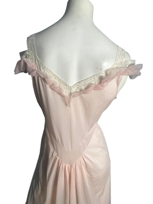 Vintage 50's Vanity Fair long pink nightgown 36 M