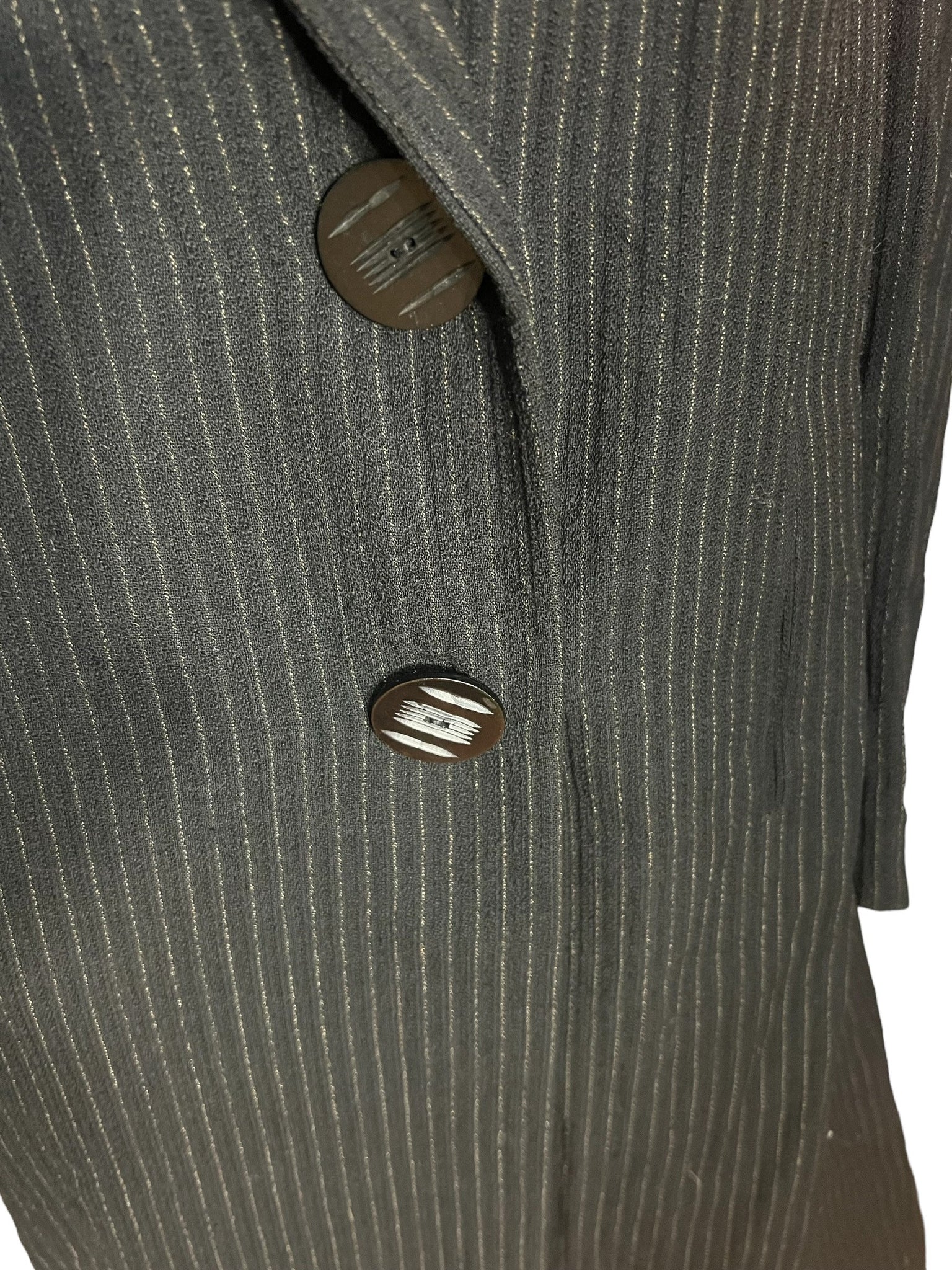 Vintage 40's 50's long rayon jacket L black pinstripe