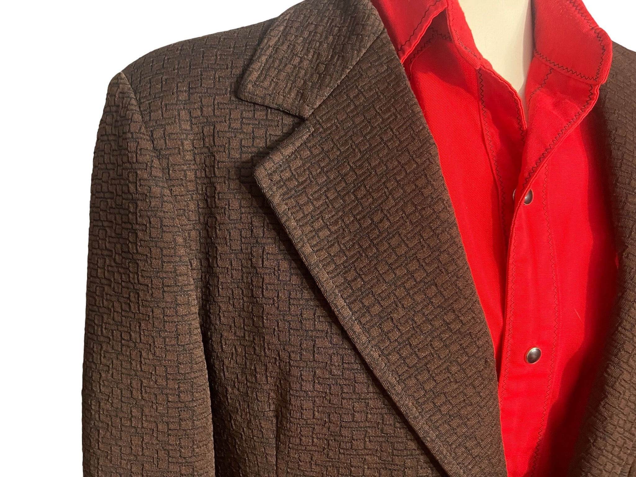 Vintage 70's brown & black mod suit jacket 44
