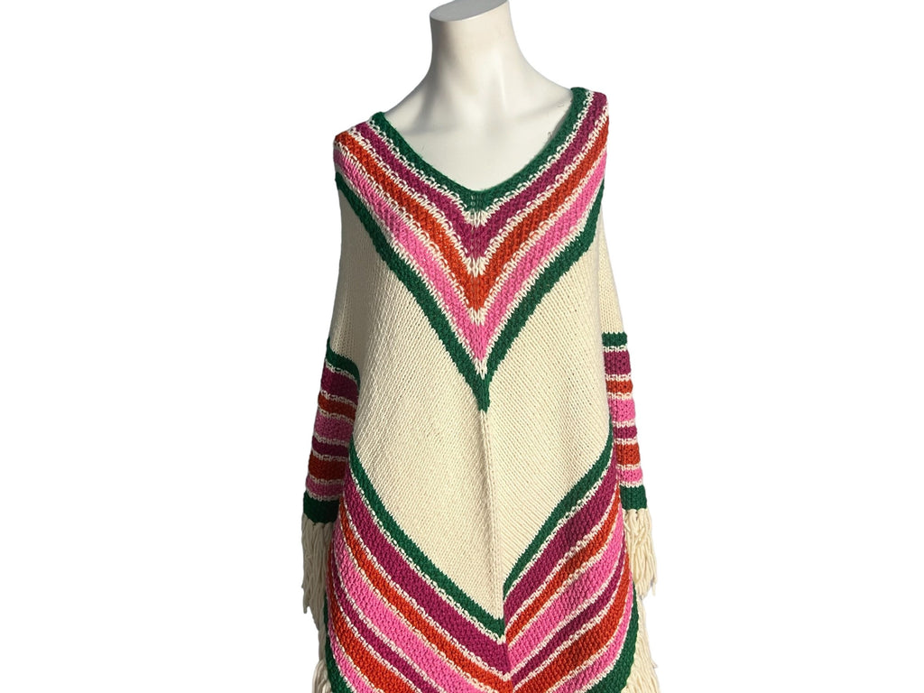 Vintage 70's knit shawl chevron