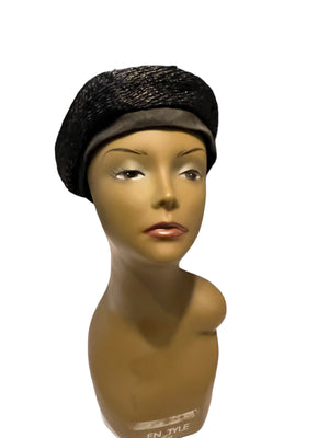 Vintage 50's black beret hat by Dayne