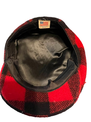 Vintage red and black newsboy cap hat M