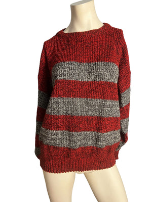 Vintage 80's red striped sweater L