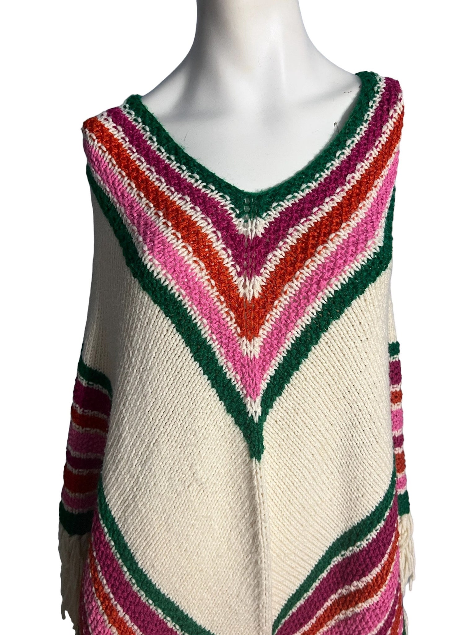 Vintage 70's knit shawl chevron