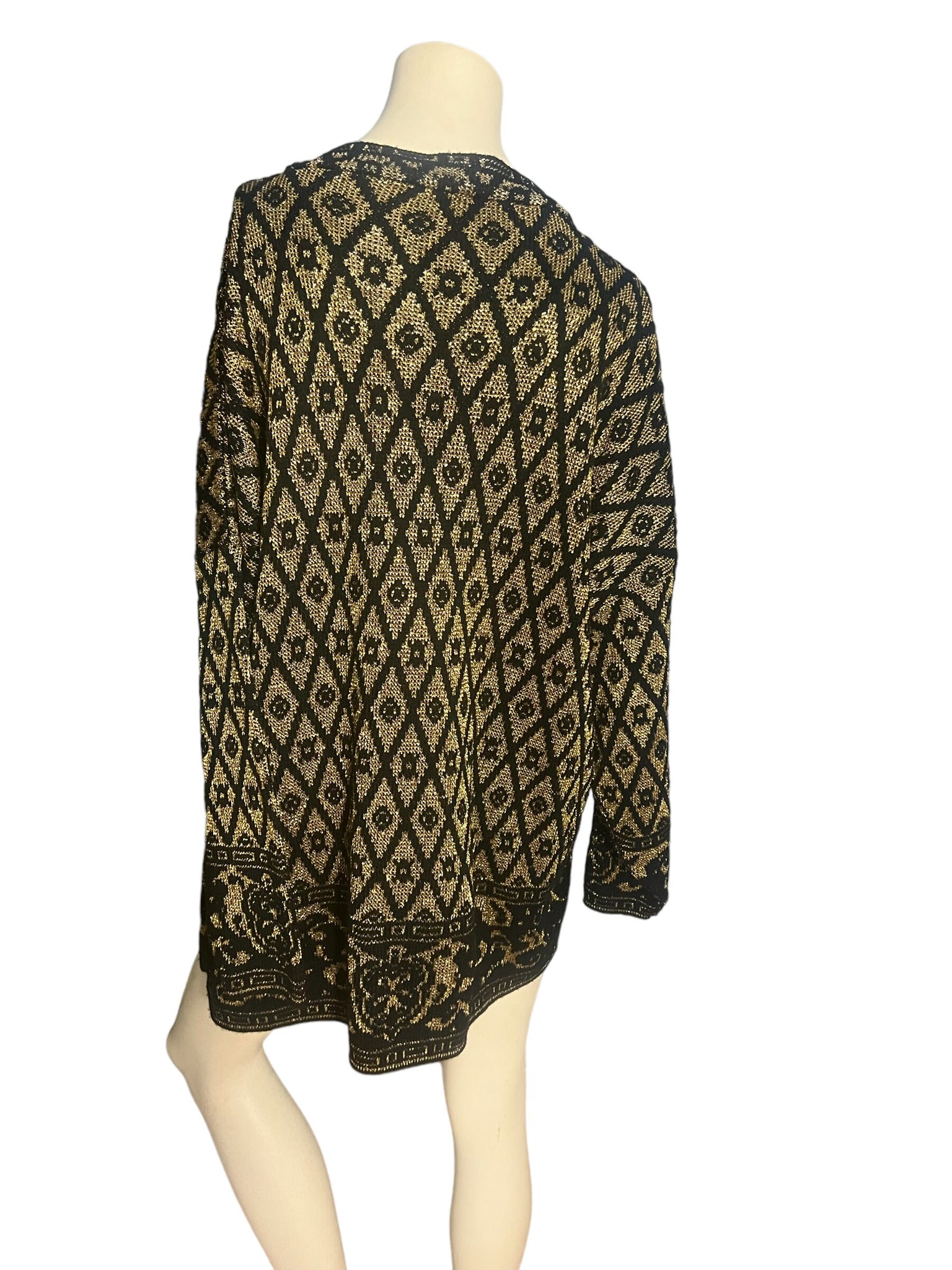 Vintage 80's Lurex black & gold over size sweater L