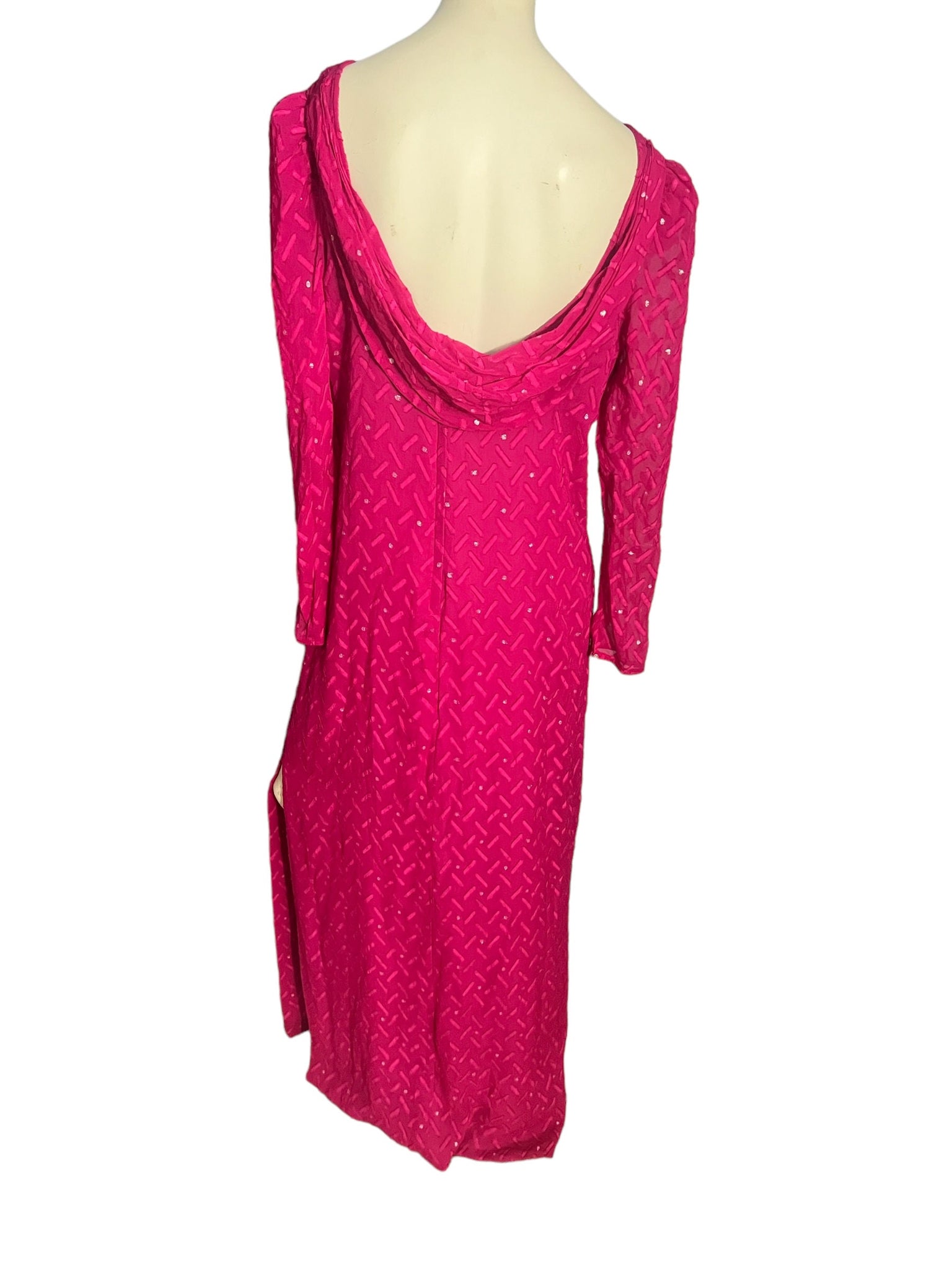 Vintage 80's Victor Costa pink long dress 16