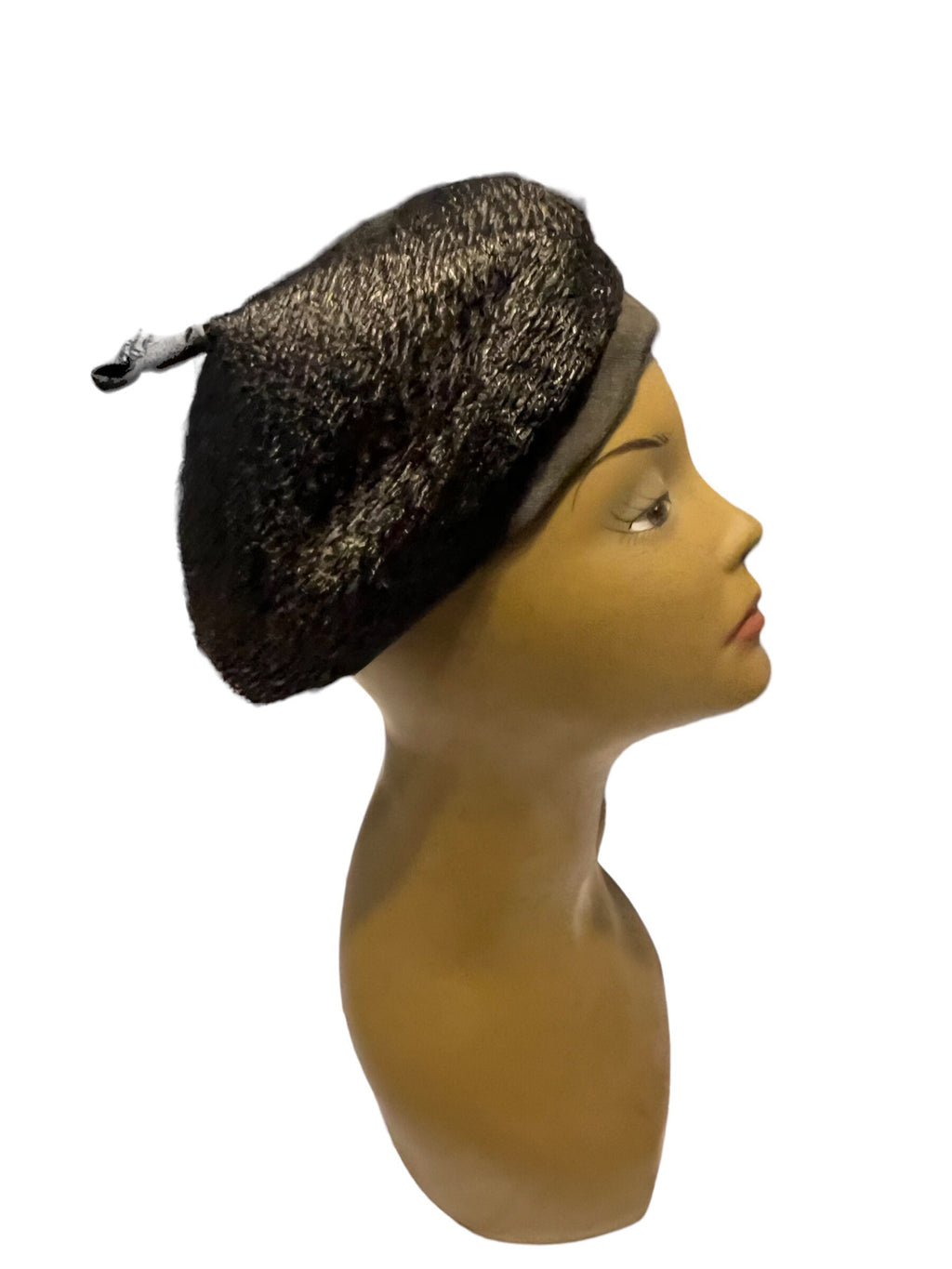 Vintage 50's black beret hat by Dayne