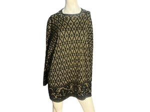 Vintage 80's Lurex black & gold over size sweater L