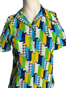 Vintage 70's bold blouse shirt M