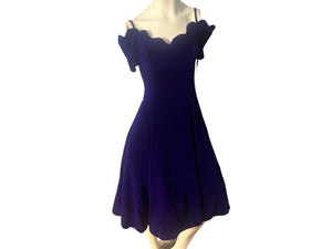 Vintage 80's Niki purple velvet full skirt dress 8