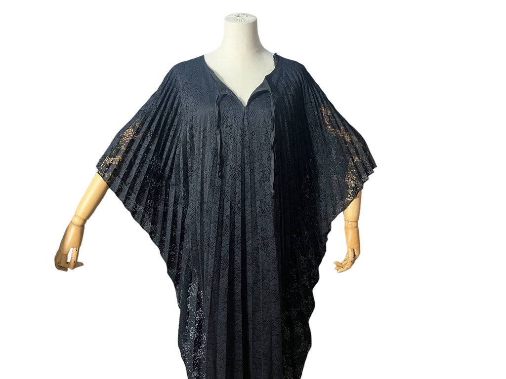 Vintage 70’s black lace caftan dress XL