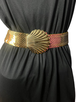 Vintage gold shell stretch belt 70's