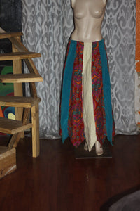 Vintage Hippie Festival Patchwork Skirt L